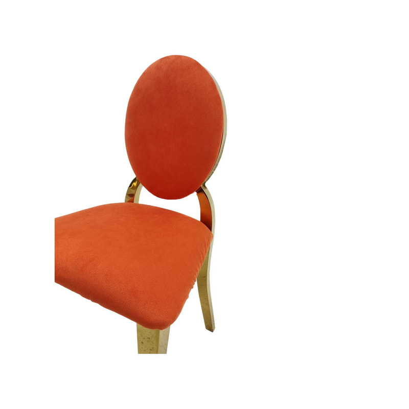 F-KC133-OR Kids gold Dior chair in orange fabric with gold plated frame
