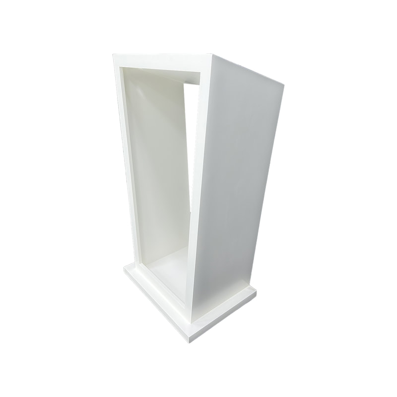 F-LE102-WH Type 2 lectern in white paint finish with an acrylic front panel