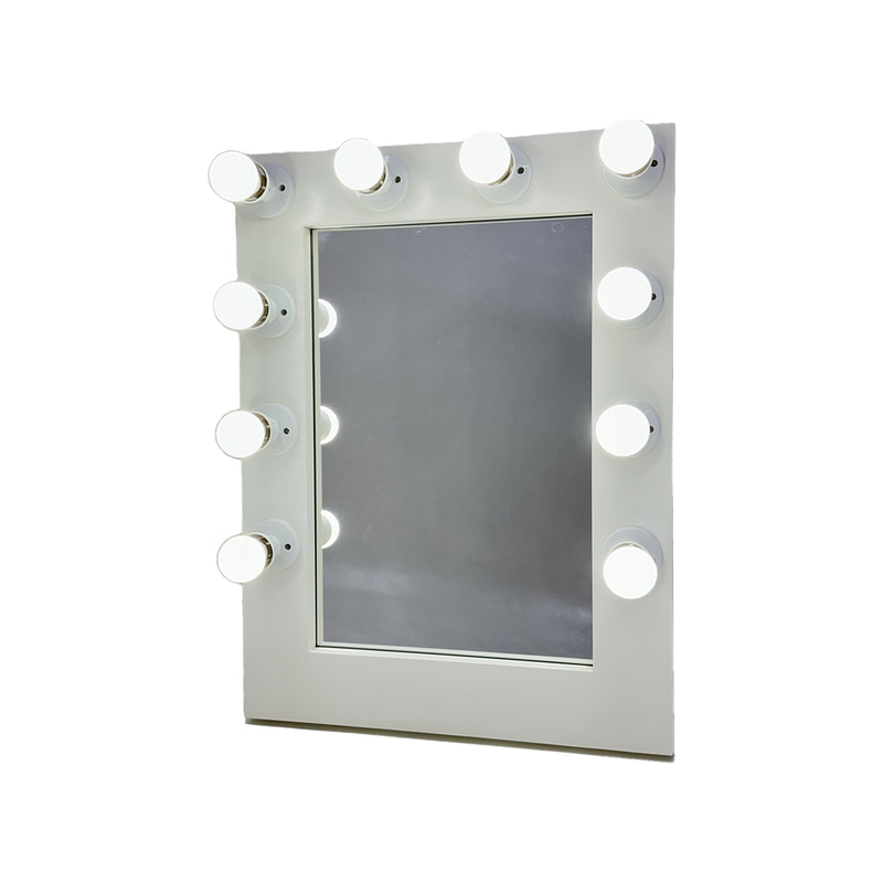 F-MI103-WH Tamara table top mirror in white with LED bulbs