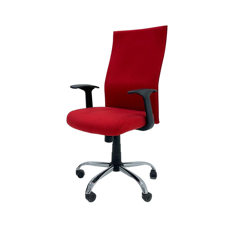 F-OC104-RE Neo swivel office chair in red fabric with metal frame