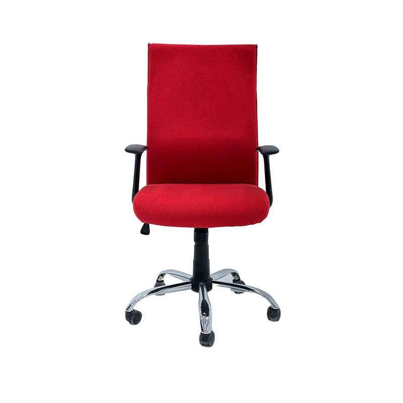 F-OC104-RE Neo swivel office chair in red fabric with metal frame