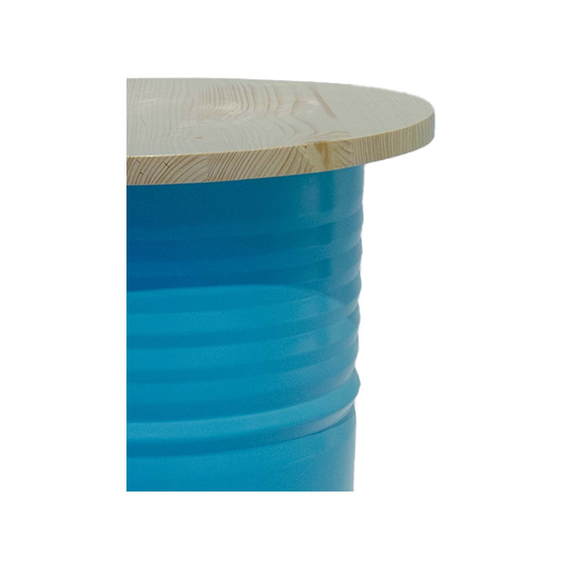 F-OL505-LB Type 8 Arki high table in light blue with a light wooden top