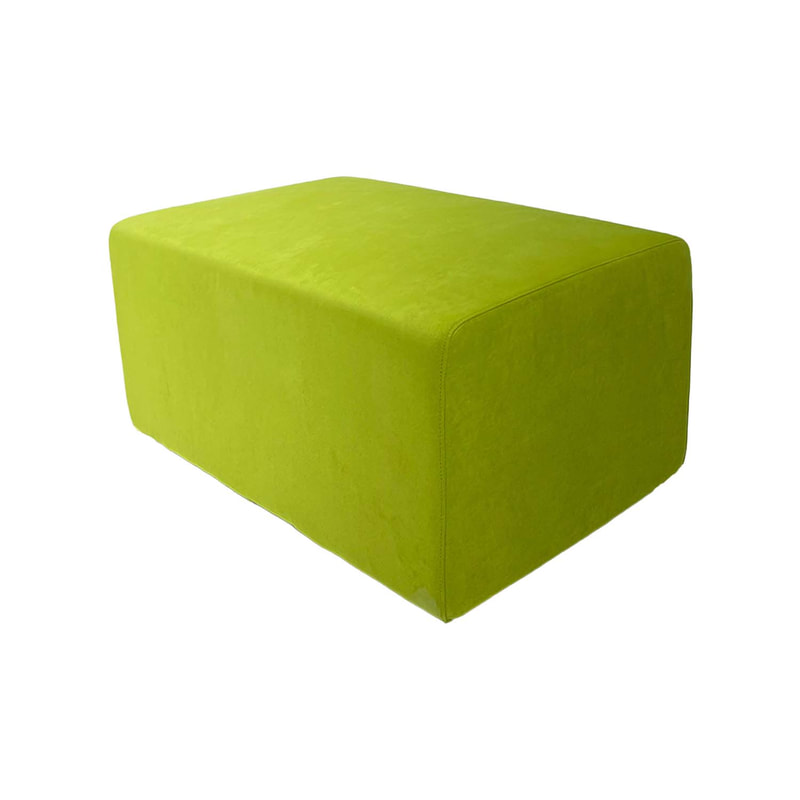 F-OT101-GL Endless Lounge Ottoman Type A in lime green suede