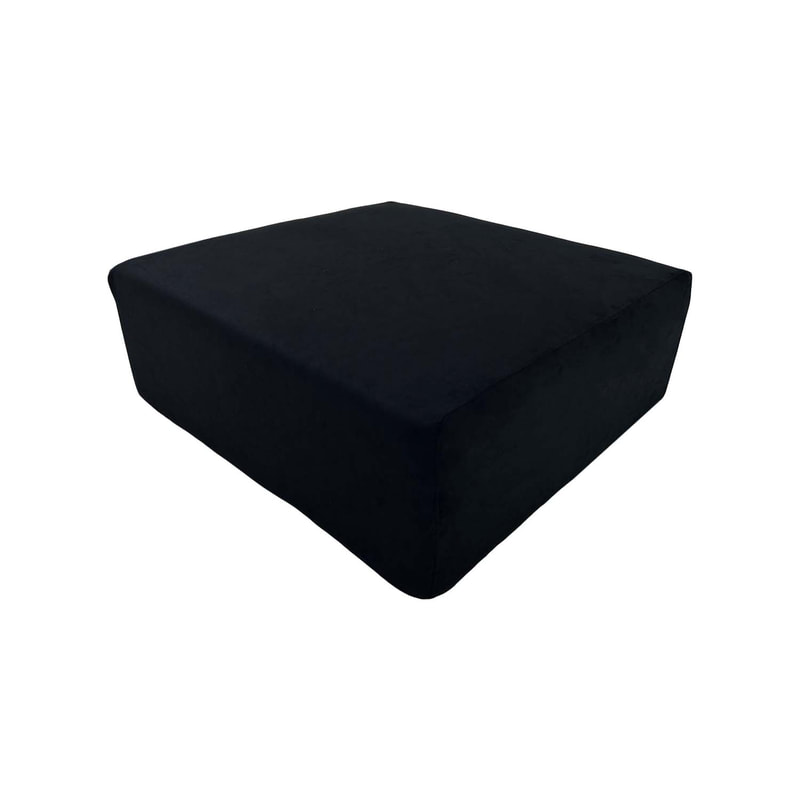 F-OT104-BL Endless Lounge Ottoman Type D in black suede
