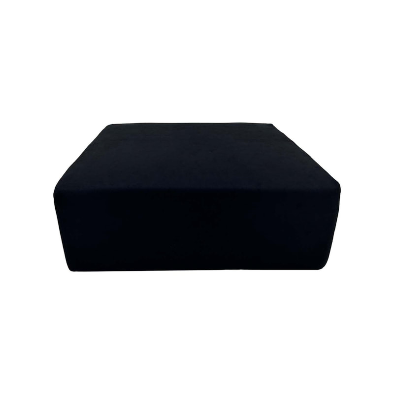 F-OT104-BL Endless Lounge Ottoman Type D in black suede