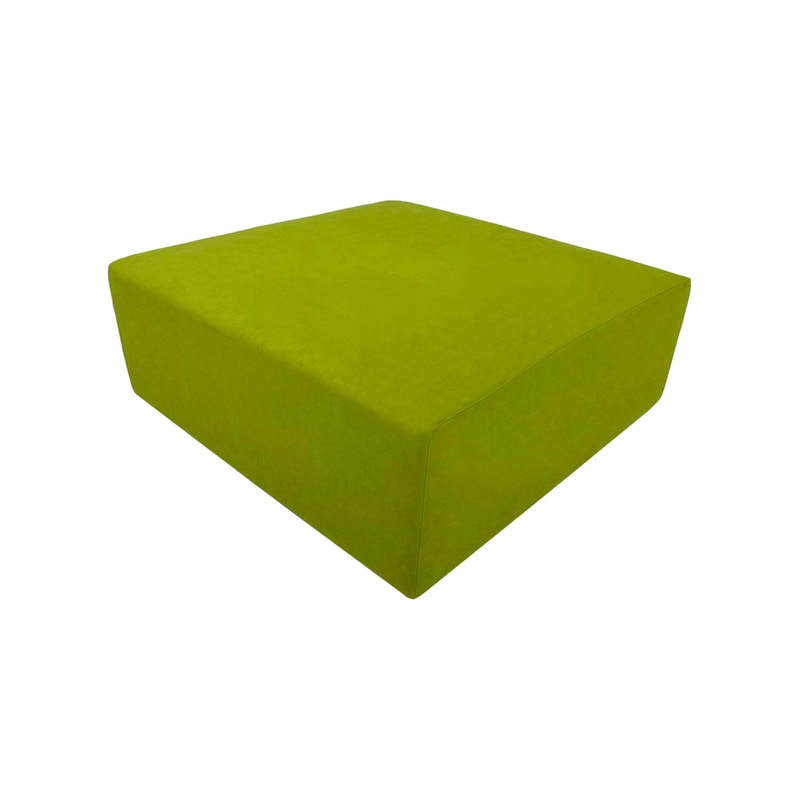 F-OT104-GL Endless Lounge Ottoman Type D in lime green suede