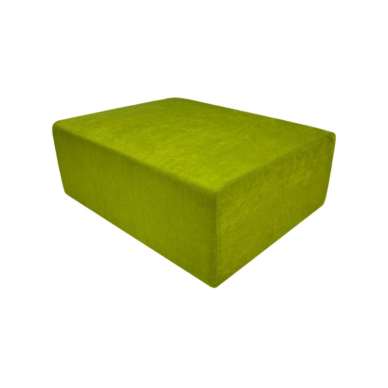 F-OT105-GL Endless Lounge Ottoman Type E in lime green suede
