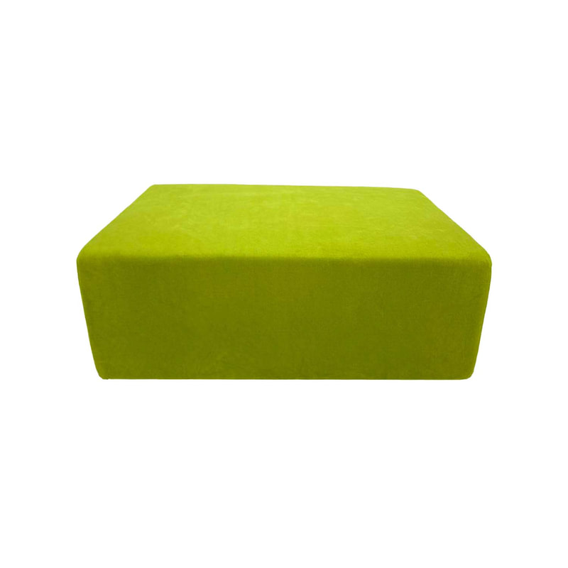 F-OT105-GL Endless Lounge Ottoman Type E in lime green suede