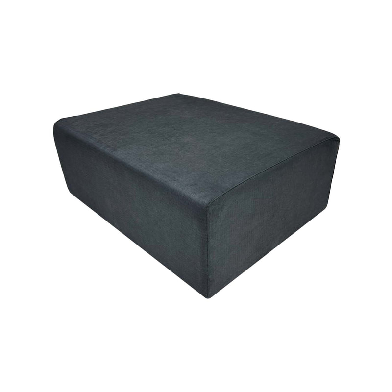 F-OT105-GY Endless Lounge Ottoman Type E in mid grey suede