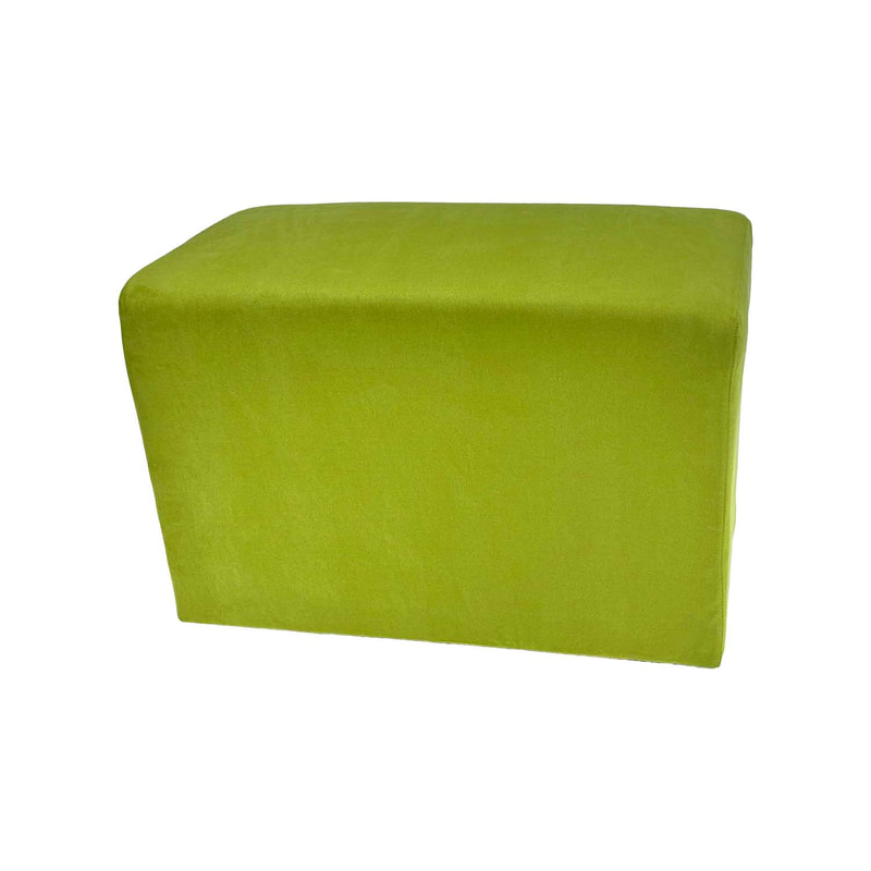 F-OT106-GL Endless Lounge Ottoman Type F in lime green suede