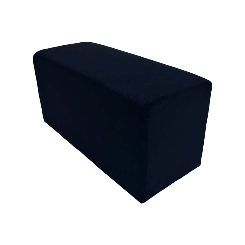 F-OT107-BL Endless Lounge Ottoman Type G in black suede