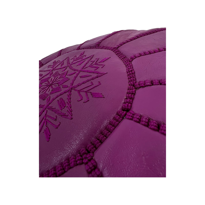 F-PF101-PR Moroccan pouffe in purple leather 