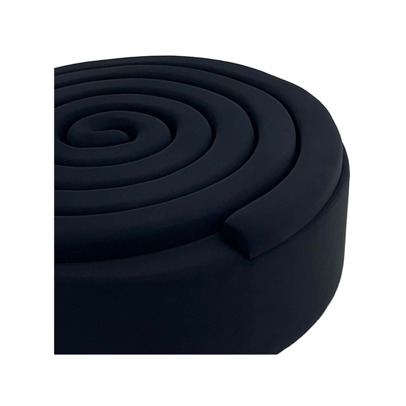 F-PF106-BL Riva oversized spiral pouffe in black leatherette