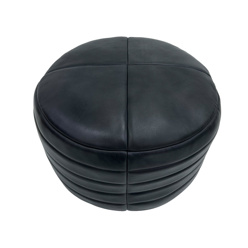 F-PF111-BL Milner pouffe in black genuine leather 