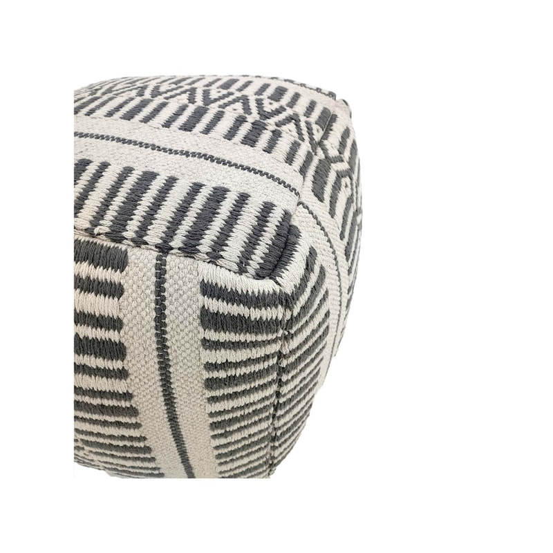 F-PF113-BC Avery pouffe in black & cream patterned fabric 