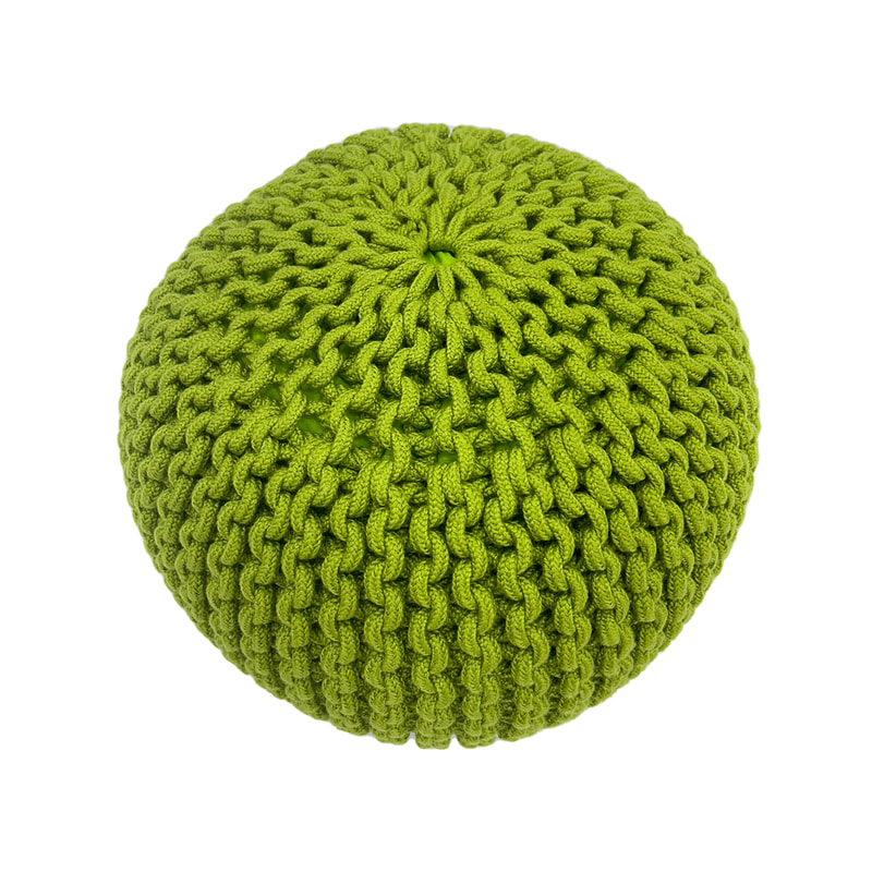 F-PF119-LG Avioni knitted pouffe in lime green