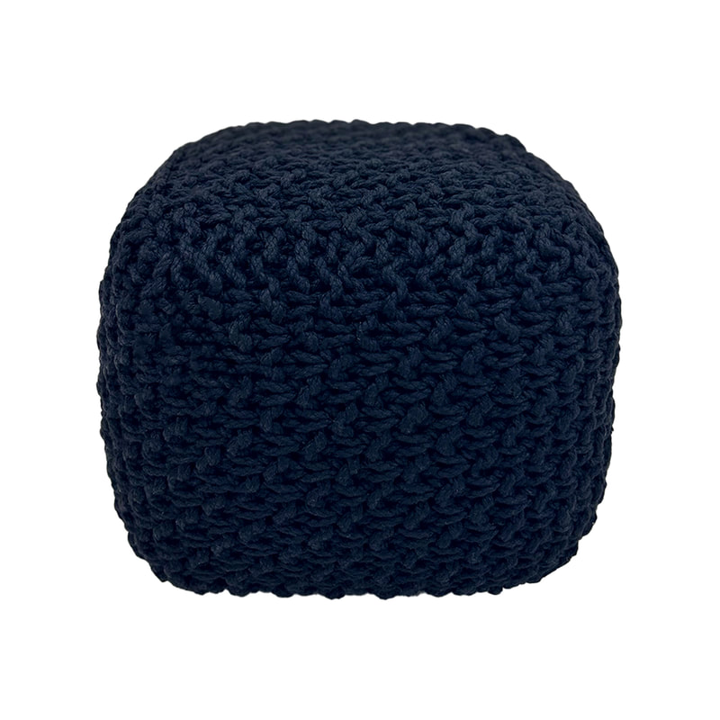 F-PF120-BL Dori knitted  pouffe in black