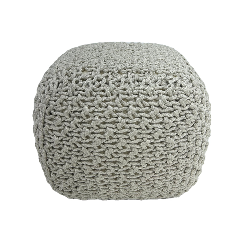 F-PF120-GY Dori  knitted pouffe in grey 