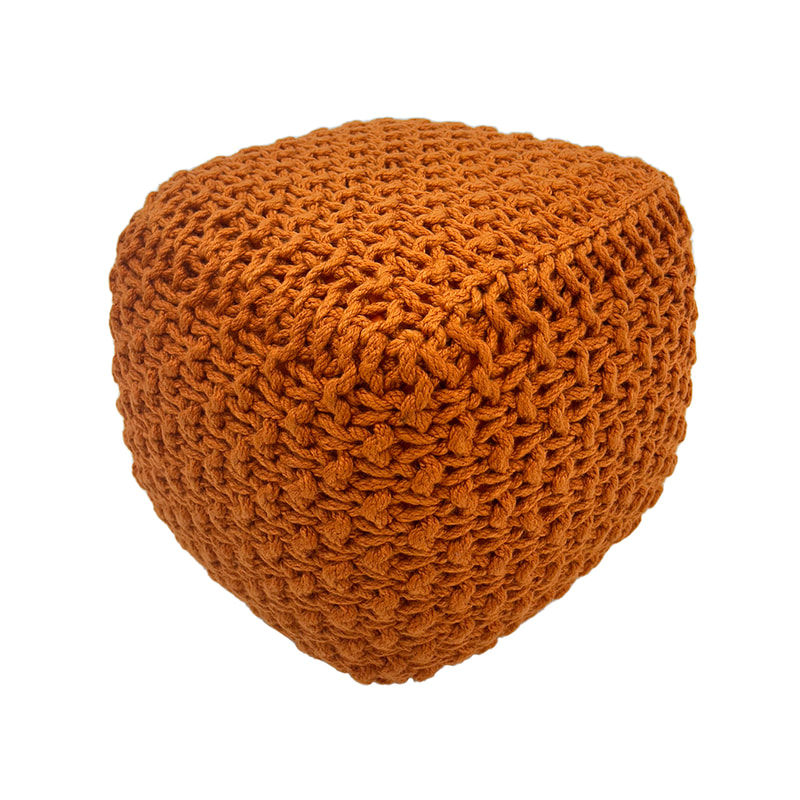 F-PF120-OR Dori knitted pouffe in orange