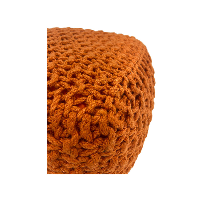 F-PF120-OR Dori knitted pouffe in orange