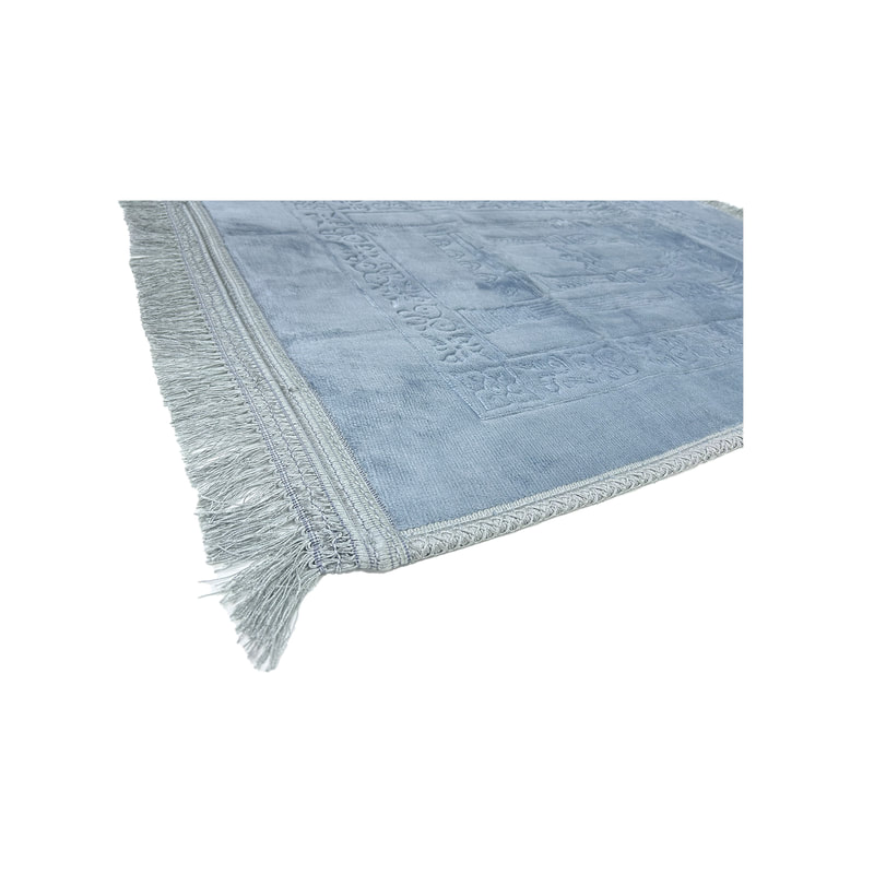 F-PR112-PB Sundus prayer mat in petrol blue suede fabric
