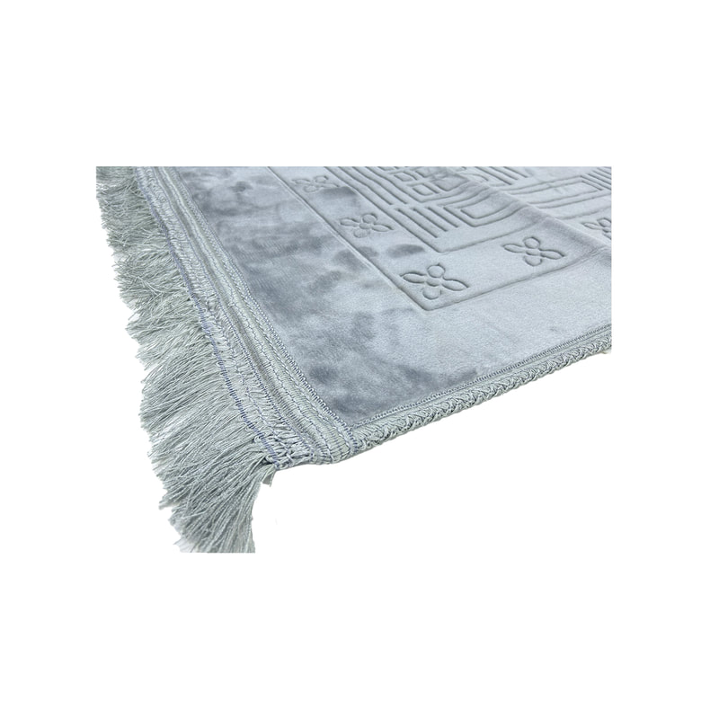 F-PR112-SI Sundus prayer mat in silver grey suede fabric
