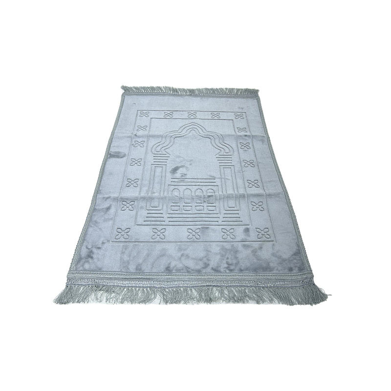 F-PR112-SI Sundus prayer mat in silver grey suede fabric