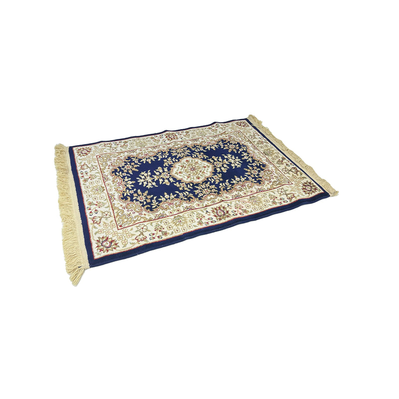 F-PR121-BG Reem prayer mat with black and pale gold arabic pattern