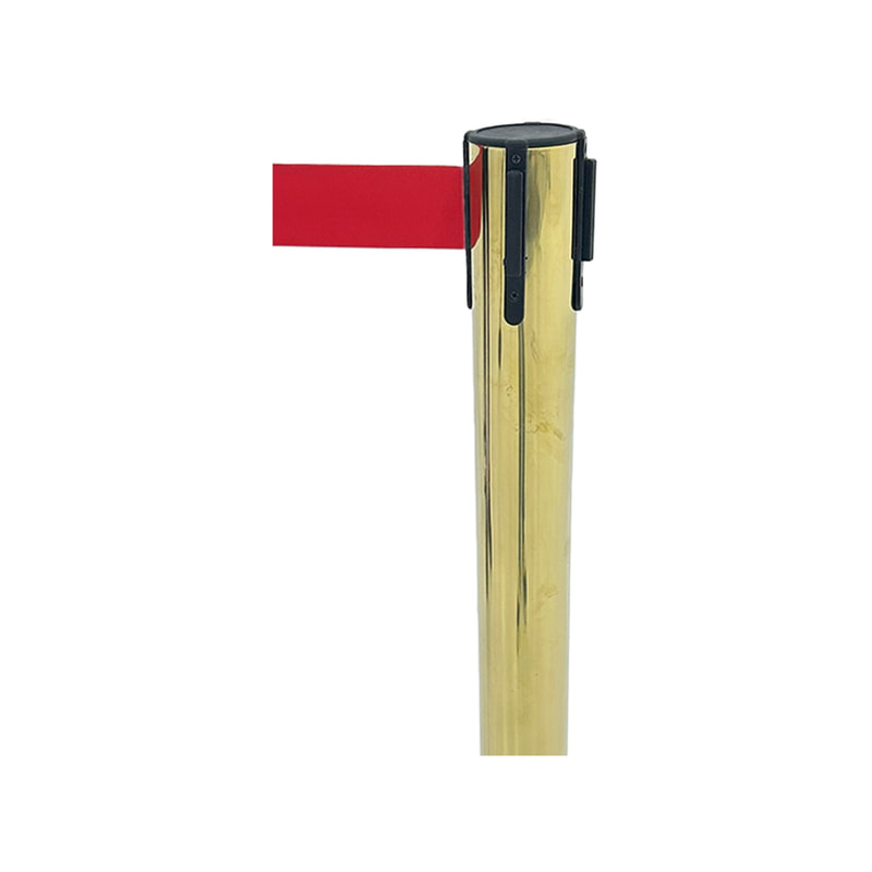 F-RB101-RE Gold post with red retractable barrier