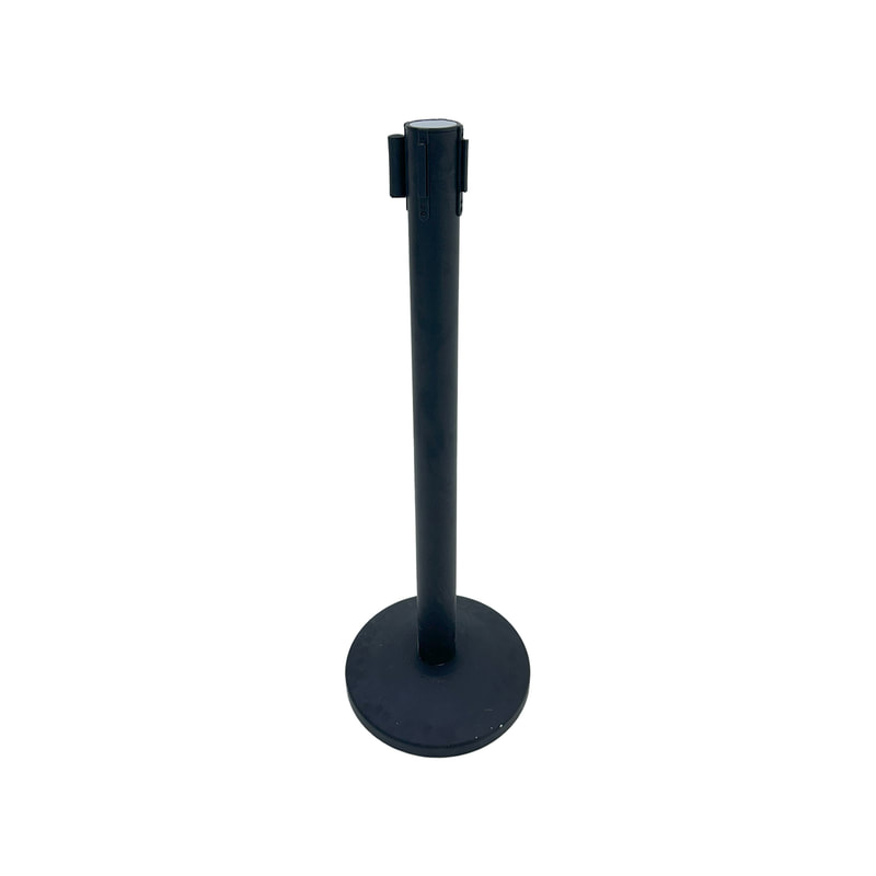 F-RB103-BL Black post with black retractable barrier