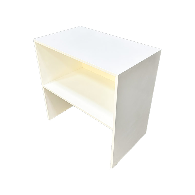 F-RC108-WH Type 8 reception counter in white with storage shelves