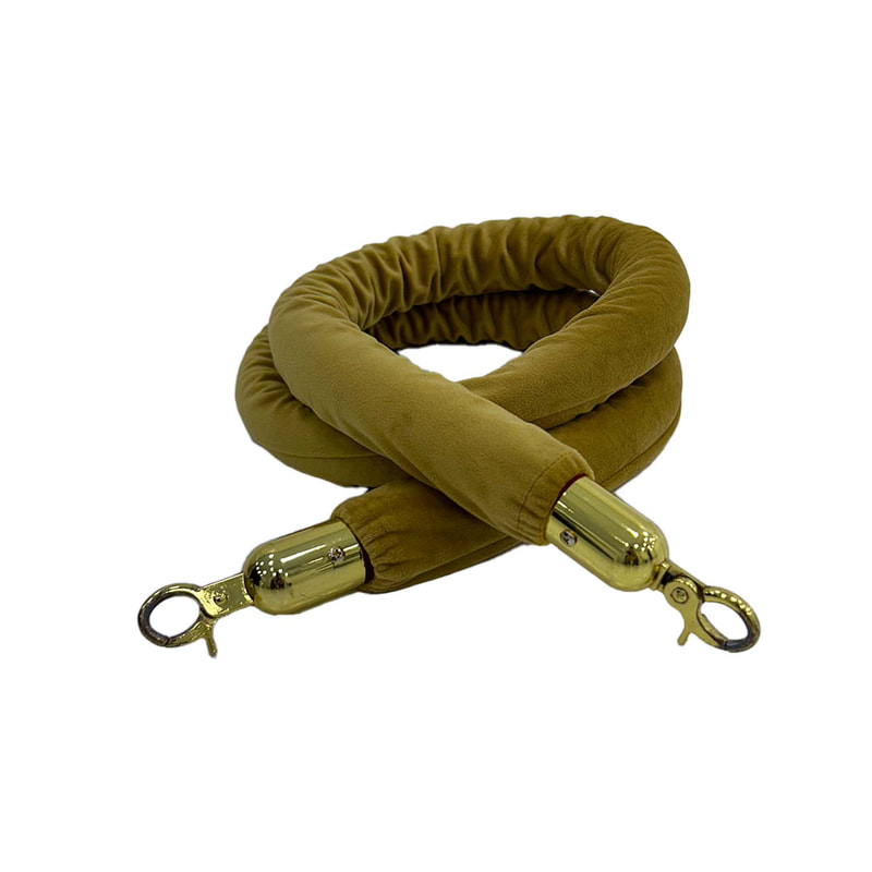 F-RP110-GD - Gold velvet rope with gold metal ends - 1.5m long