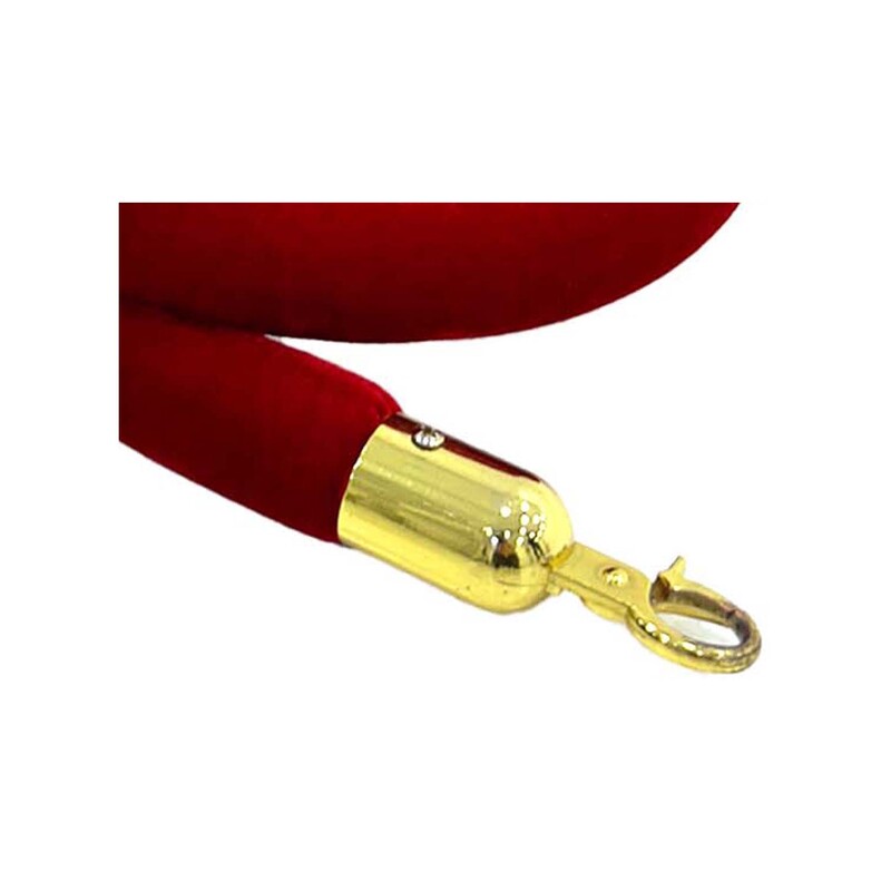 F-RP110-RE - Red velvet rope with gold metal ends - 1.5m long
