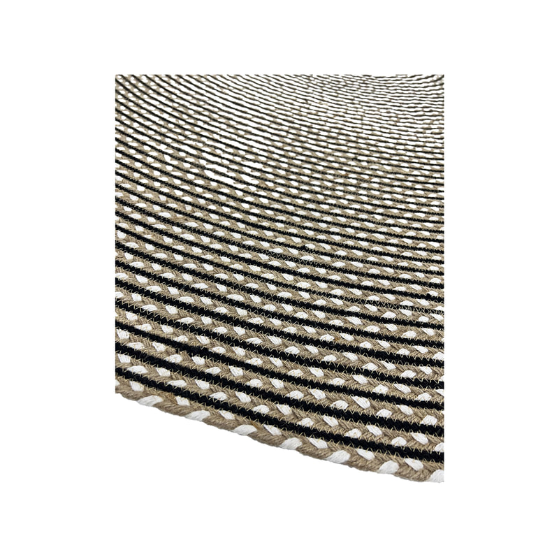 F-RU106-BL Ansa rug in natural, black and white braided cotton
