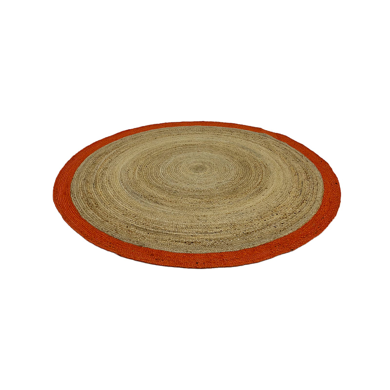 F-RU108-OR Wilma rug in natural and orange braided jute 