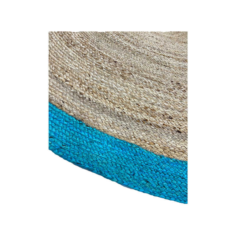 F-RU108-TQ  Wilma rug in natural and turquoise braided jute 