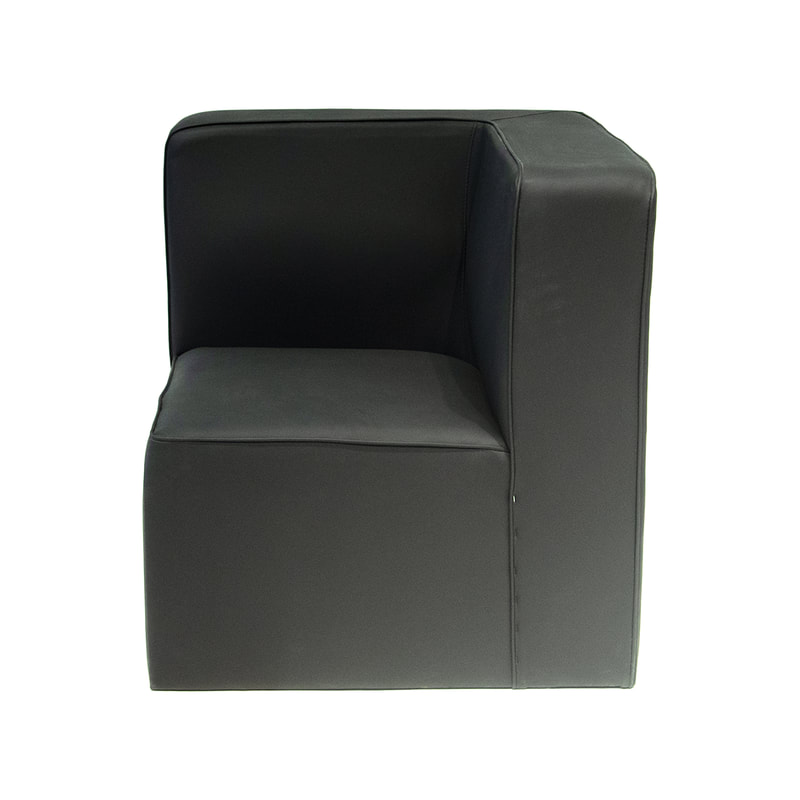 F-SC153-BL Coco corner seater sofa in black leatherette