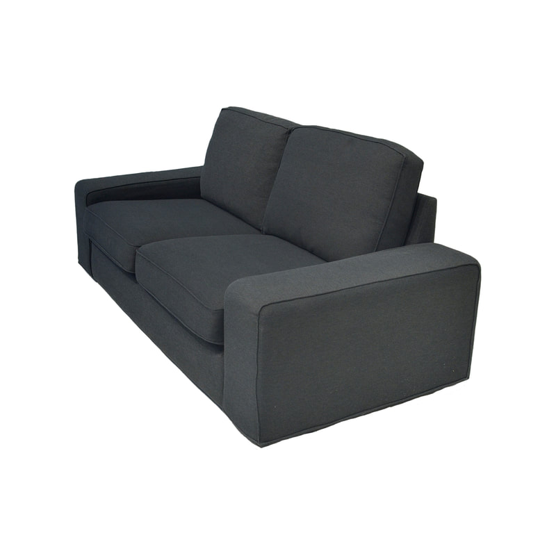 F-SD110-DG Berlin double sofa in dark grey fabric with wooden legs