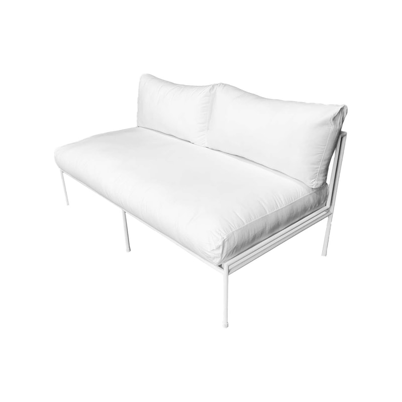 F-SD118-WH Fusion double seater sofa with soft white cushions and white metal frame