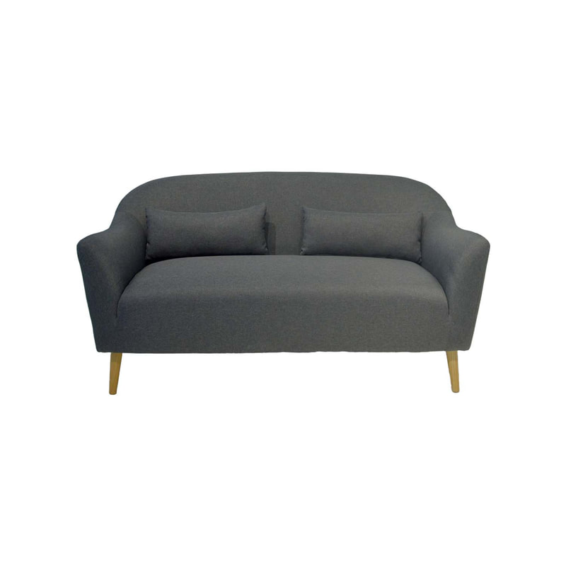 F-SD149-GY Harlington double seater sofa in grey fabric with wooden legs