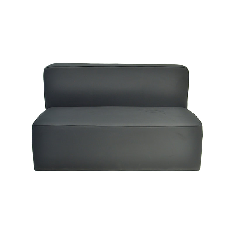 F-SD153-BL Coco double seater sofa in black leatherette 