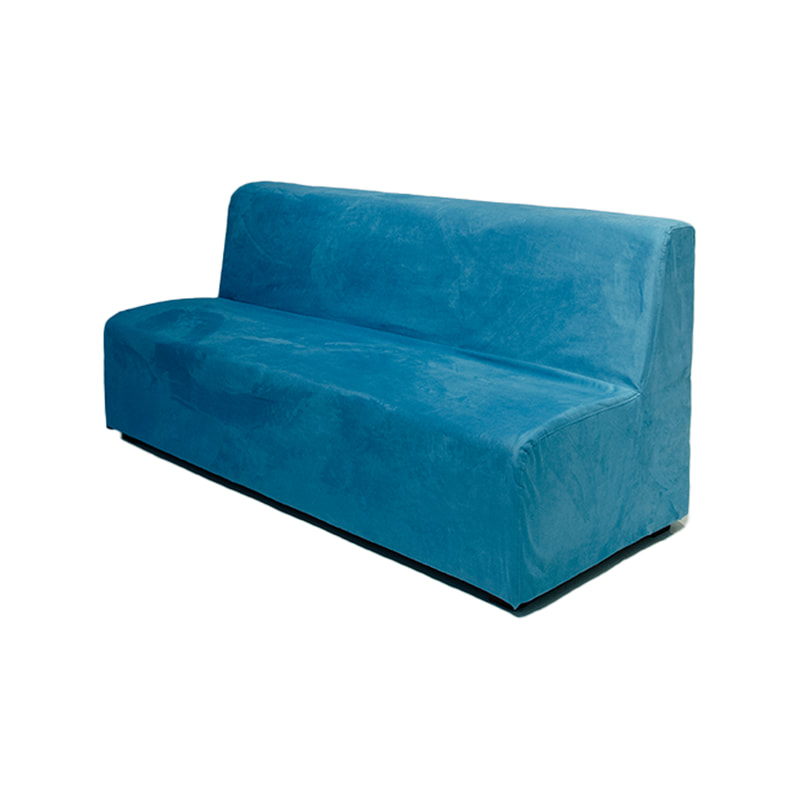 F-SD158-TQ Chelsea double seater sofa in turquoise suede fabric with wooden legs