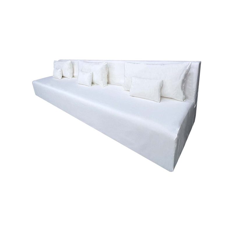 F-SE170-WH Cansu four seater sofa in white fabric with wooden legs