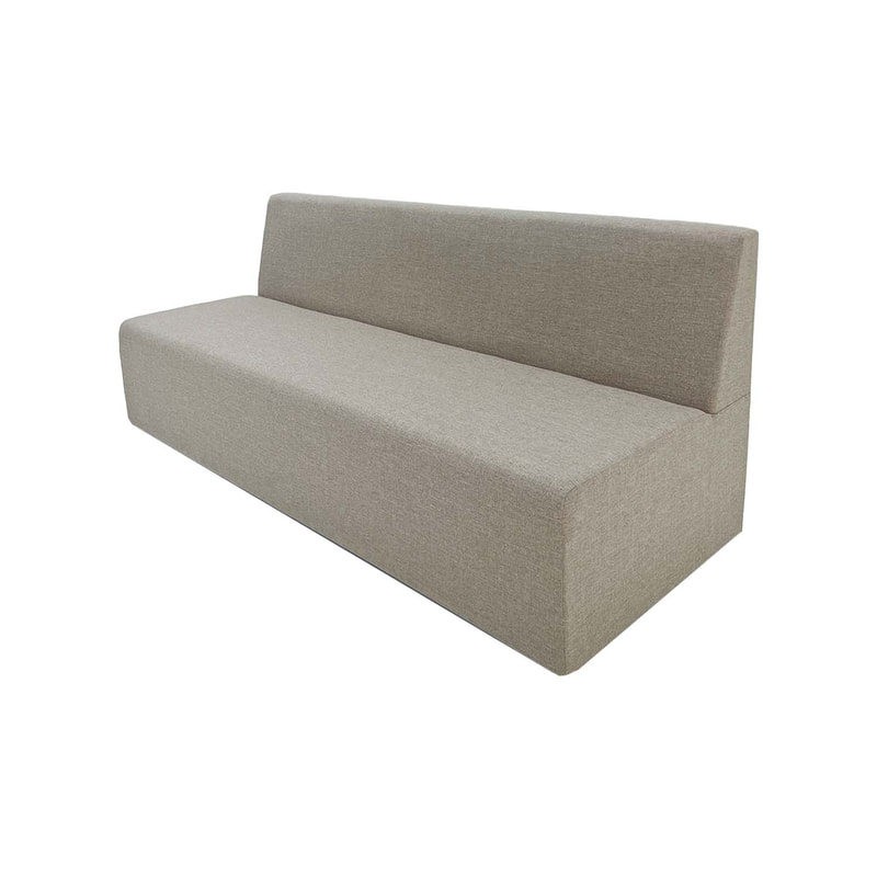 F-SF117-BE Trino three seater sofa in beige fabric with wooden legs