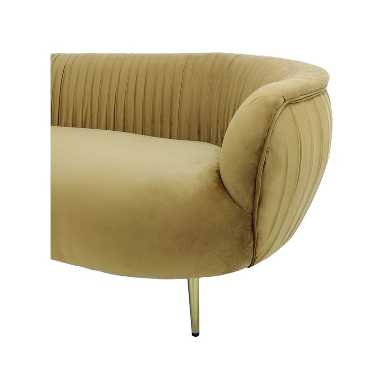 F-SF134-CG Charley three seater sofa in champagne gold velvet with gold legs