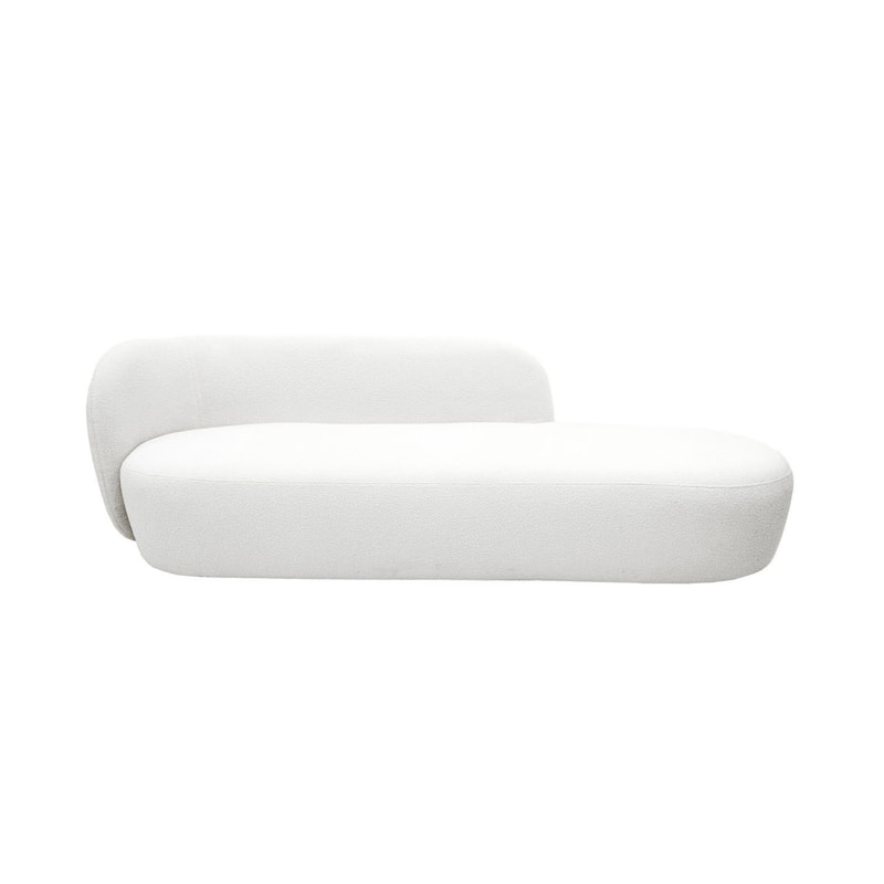 F-SL133-WH Blanca chaise longue in white boucle fabric with gold base