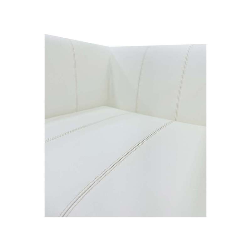 F-SN101-WH Murphy single seater sofa in white leatherette with silver feet