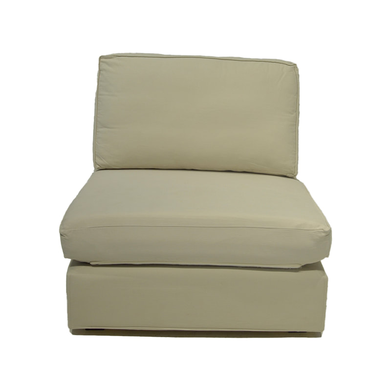 F-SN110-CR Berlin single seater sofa in cream fabric with wooden legs