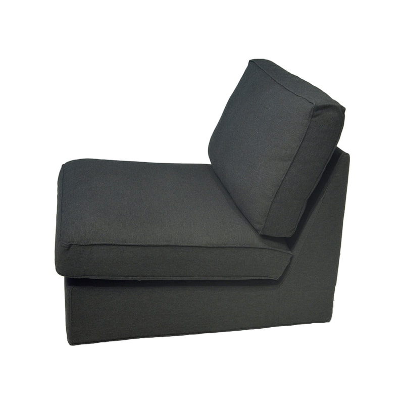 F-SN110-DG Berlin single seater sofa in dark grey fabric with wooden legs