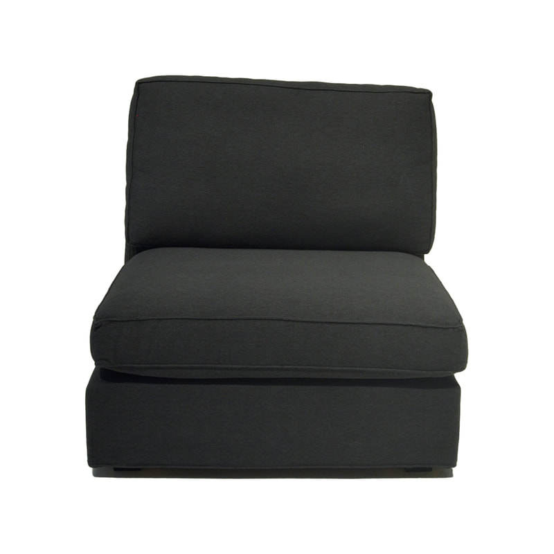 F-SN110-DG Berlin single seater sofa in dark grey fabric with wooden legs